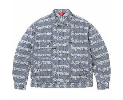 Supreme Denim Chore Trucker Jacket Stripe Size M in Hand | eBay