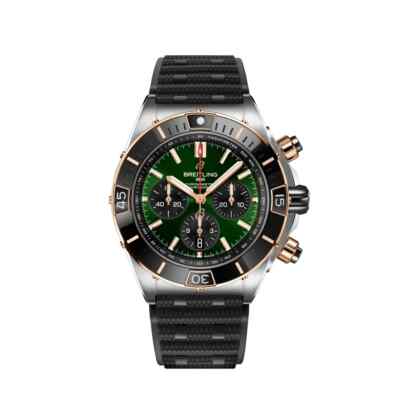 Breitling Super Chronomat B01 44mm Green Dial Rubber Strap Watch UB0136251L1S1