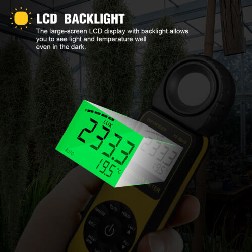 Digitaler Beleuchtungsstärke Belichtungsmesser Luxmeter 300000Lux Detektor 270º Drehsensor - Bild 5 von 12