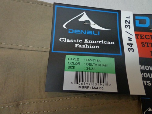 DENALI Delta Khaki Technical Stretch Pants NWT 34/32 MSRP $54 - Picture 3 of 8