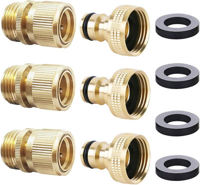Garden Hose Quick Connector Water Hose Quick Connect ¾ Inch GHT Brass Easy Conne