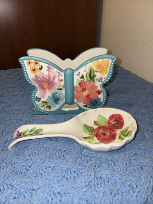 The Pioneer Woman Butterfly Napkin Holder Stoneware and Melamine Spoon Rest