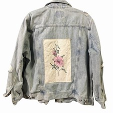Whimsical Upcycled Vintage Patchwork Denim Jean Jacket Size Women’s 2XL