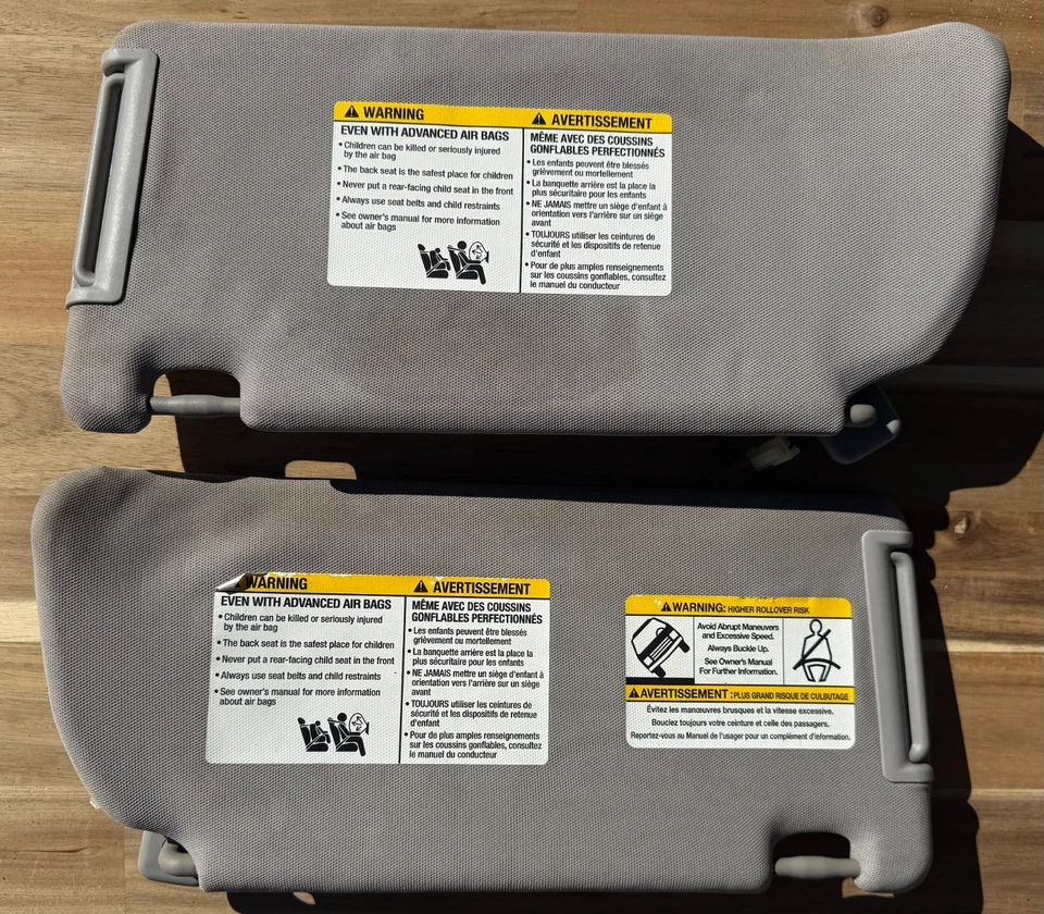 Nissan Xterra Frontier 2005-2012 Driver & Passenger Lighted Sun Visors Gray OEM - Image 3 of 3