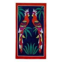 Toalla de playa Jonathan Adler enorme 40' x 70" felpa suave 100 % algodón nueva con etiquetas pájaros