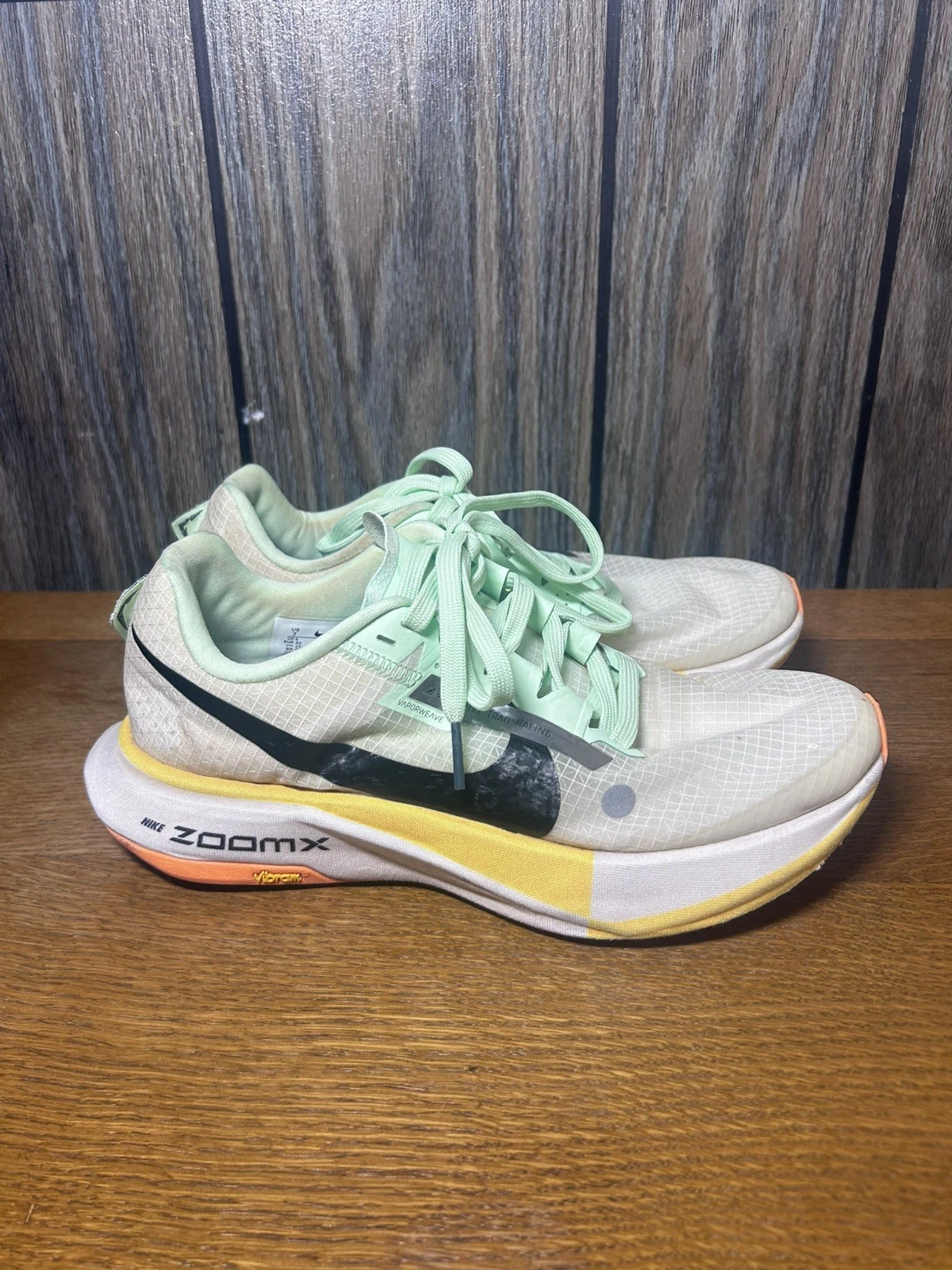 Size 8.5 Women/7 Men- Nike ZoomX Ultrafly Trail Summit White Vapor Green Running