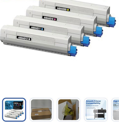 OKI C831 High Yield Toner 4-Pack Black Cyan Magenta Yellow for MC873 C831dn