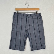Hurley Y2K Grunge Grey, Black, Blue Plaid Shorts 32x21