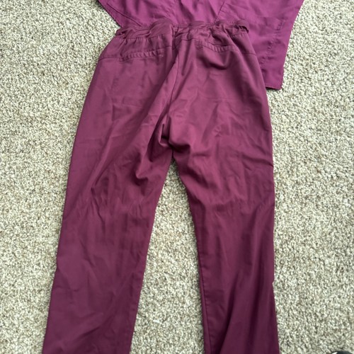 Large Grey's Anatomy Scrub Top and Pant Set - Straight Leg Scrub Cargo Maroon 10 - Picture 4 of 4