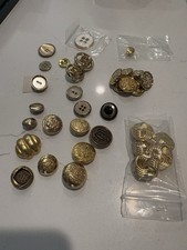 Vintage Metal Shank Button Lot Gold Tone Cres...