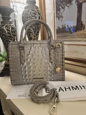 NWT $325 BRAHMIN Cami Satchel  Mindful Grey Ombre Melbourne Leather  Neutral