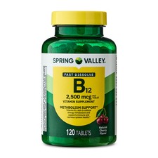 Spring Valley Vitamin B Supplement mcg Cherry Count Quick Dissolve Tablets