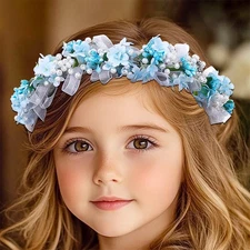 Blue Flower Headband Floral Headpiece For Girls Hair Accessories