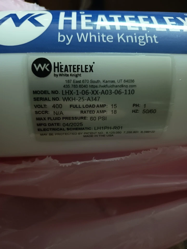 Heateflex Calentador en Línea, 6 KW P/N LHX-1-06-XX-A03-06-110 White Knight Nuevo  Foto 4 de 4