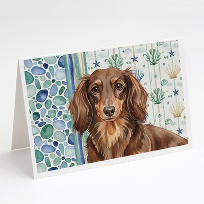 Caroline's Treasures Longhair Chocolate Tan Dachshund Sea Greeting Cards Pk 8