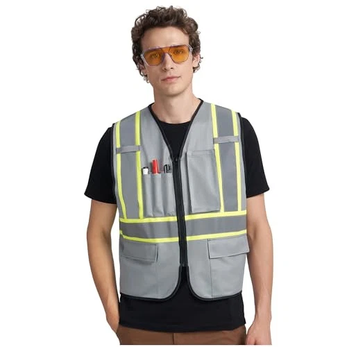 A-KSAFETY High Visibility Safety Vest for Men Women with Pockets and Large Grey - Image 3 of 4