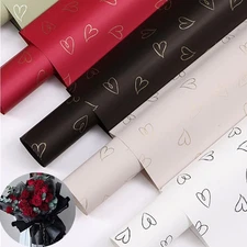 20 Sheets4 Colors Printed Small Heart Waterproof Bouquet Packaging Paper, Floris
