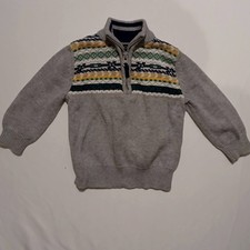 Farm Preppy Country Cotton Knit Gray Pullover Quarter Zip boys Size 18 m Sweater
