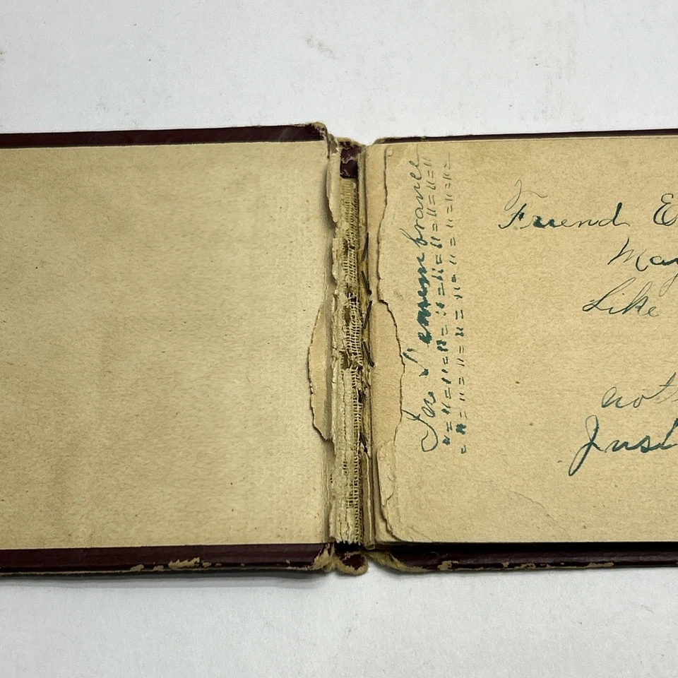 1890s Decorative Pocket Journal Small Notebook - “Autographs” - Written In - Image 3 of 4