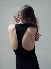 ZARA Open Back Rib Dress Black Women’s Size M New With Tags