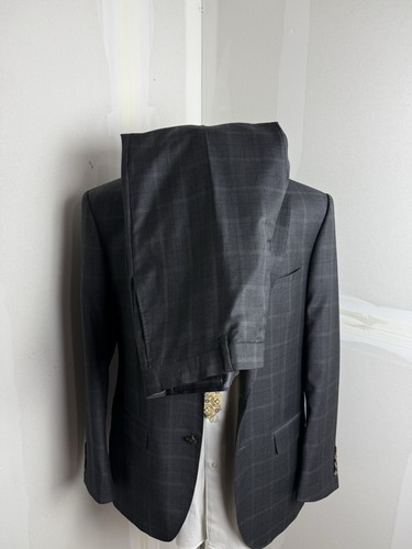Baroni MaxDavoli Mens Charcoal Windowpane Super 150 Wool Suit 42 R Pants 36 X 30 - Picture 12 of 13