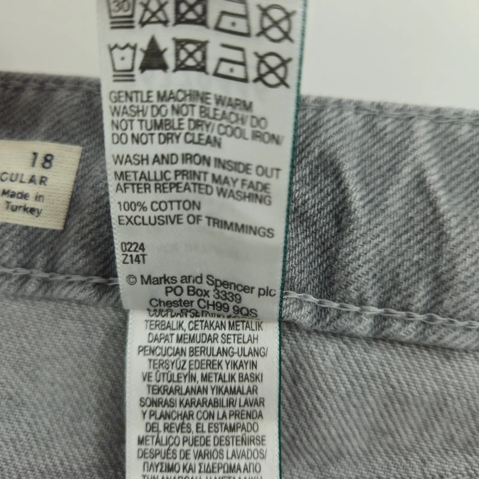 M&S Womens Metallic Silver Denim Maxi Skirt UK 18 Regular Foil Coated Split image 5