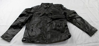 Jild Men's Diamond Style Cafe Racer Leather Jacket CD4 Black Size XL NWT