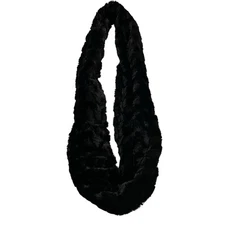 Infinity Scarf Black Faux Fur Super Soft Elegant