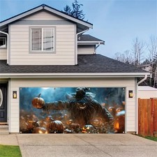 Pumpkin Ghost Halloween Garage Door Cover Door Banner Holiday Party Background