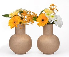 Elegant Brown Ceramic Vase Set of 2 – Mid Century & Modern Decor. See Photos NEW