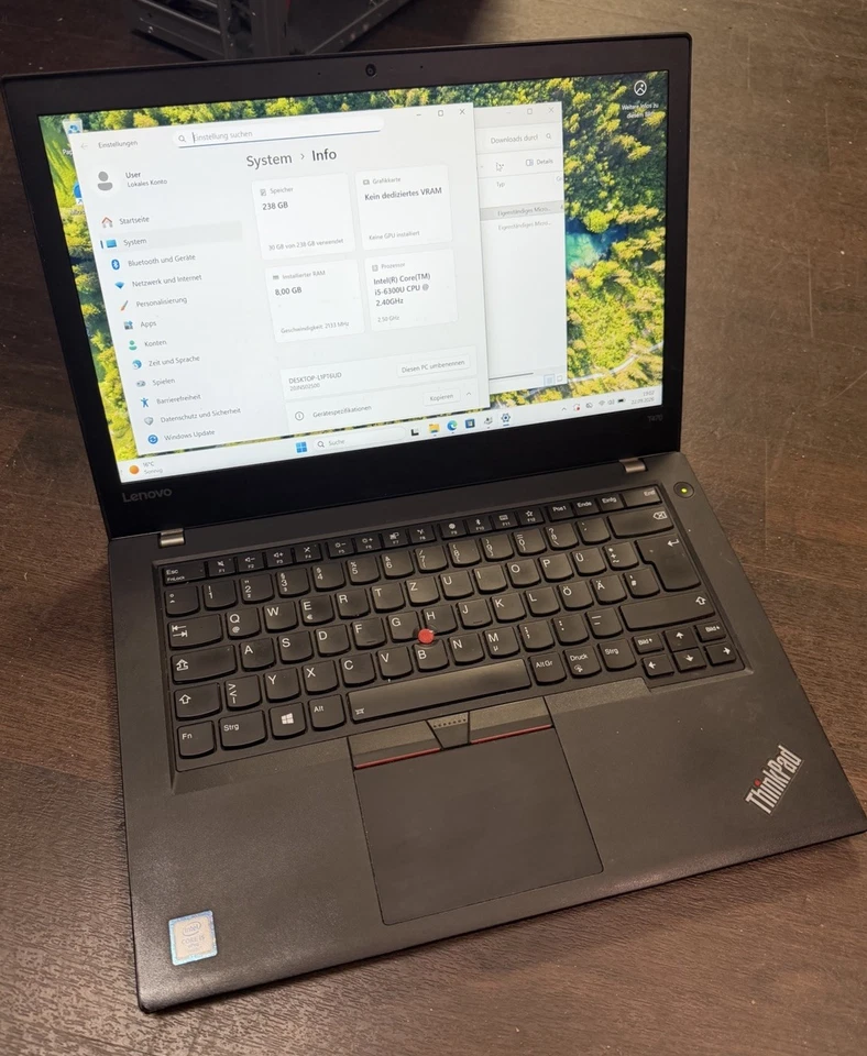 Lenovo ThinkPad T470 · i5-6300U · 8GB · 256GB, Foto 1 von 5