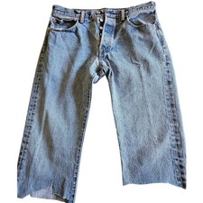 Vintage LEVIS 501 Mens cutoff jean shorts 32 W 2000s button fly faded GUC Ac2