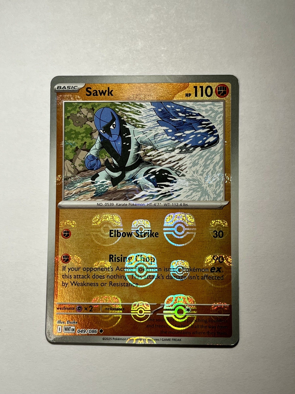 Sawk (Master Ball Pattern) 049/086 Sv: White Flare Holo 2025 Pokémon Card NM