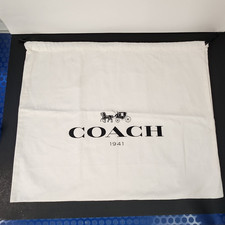 Coach Drawstring Dust Bag White Cotton Canvas Black Logo 23x18