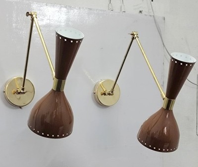 Mid Century Modern Messing Wandleuchte Italienisch Verstellbar Lampe 2er Set