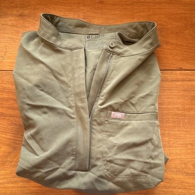 FIGs Montex 4XL Scrub Top, Women s, Moss Green, Zipper Front