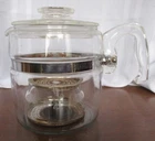VINTAGE PYREX FLAMEWARE 7756 6 CUP GLASS PERCOLATOR COFFEE POT 1960's ENGLAND