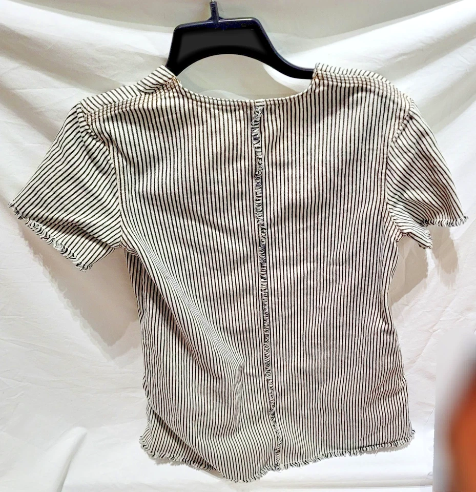 Camisa Alexander Wang Mujer 4 Rayas Manga Corta Bolsillo Flecos Vestido Camiseta Túnica Foto 3 de 4