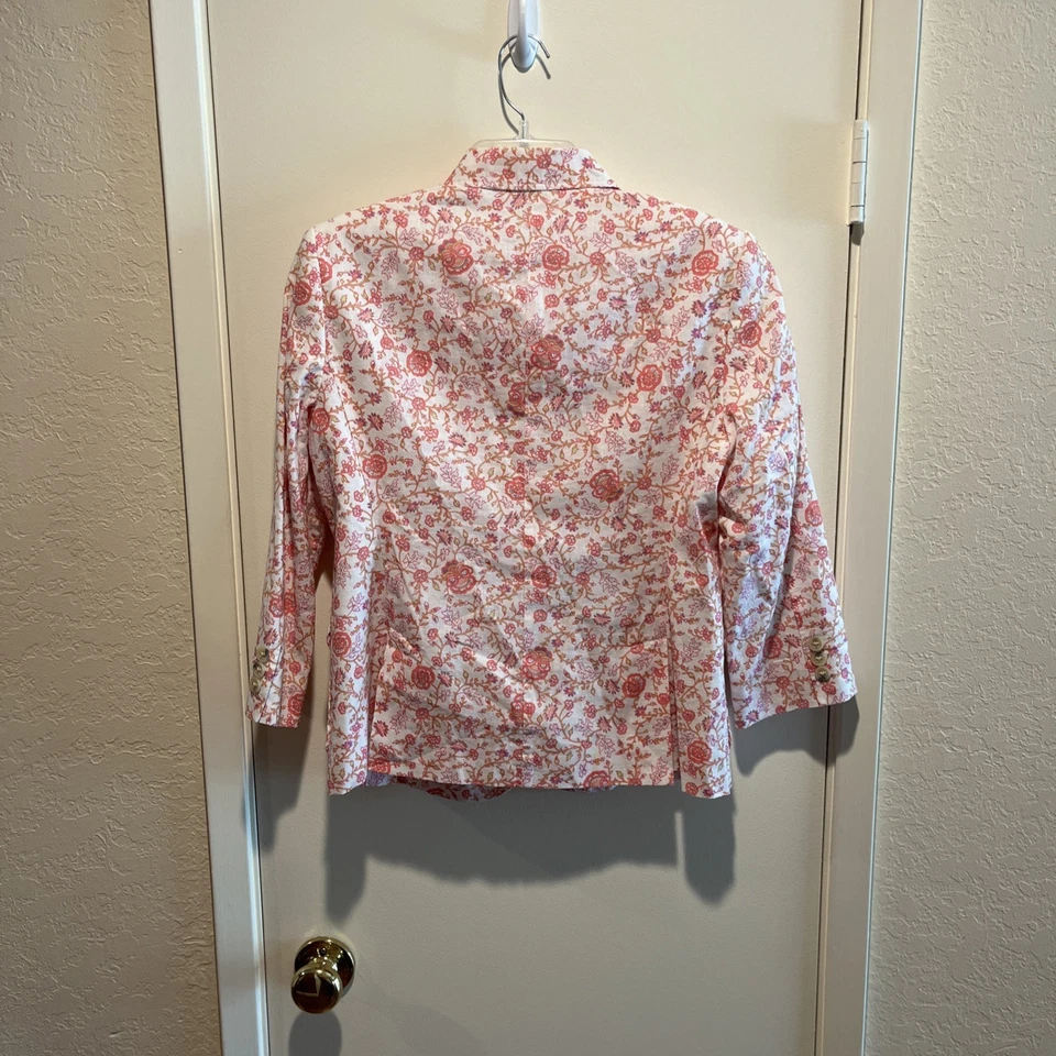 Blazer floral Victoria’s Secret rosa y blanco mezcla de lino talla 8 forrado nuevo sin etiquetas Foto 3 de 4