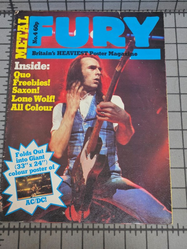 Vintage 1982 FURY The Heavy Metal Poster Magazine AC/DC 33” X 24”