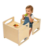 Weaning Table and Chair Set Montessori Kids Activity Table and Chair Wood