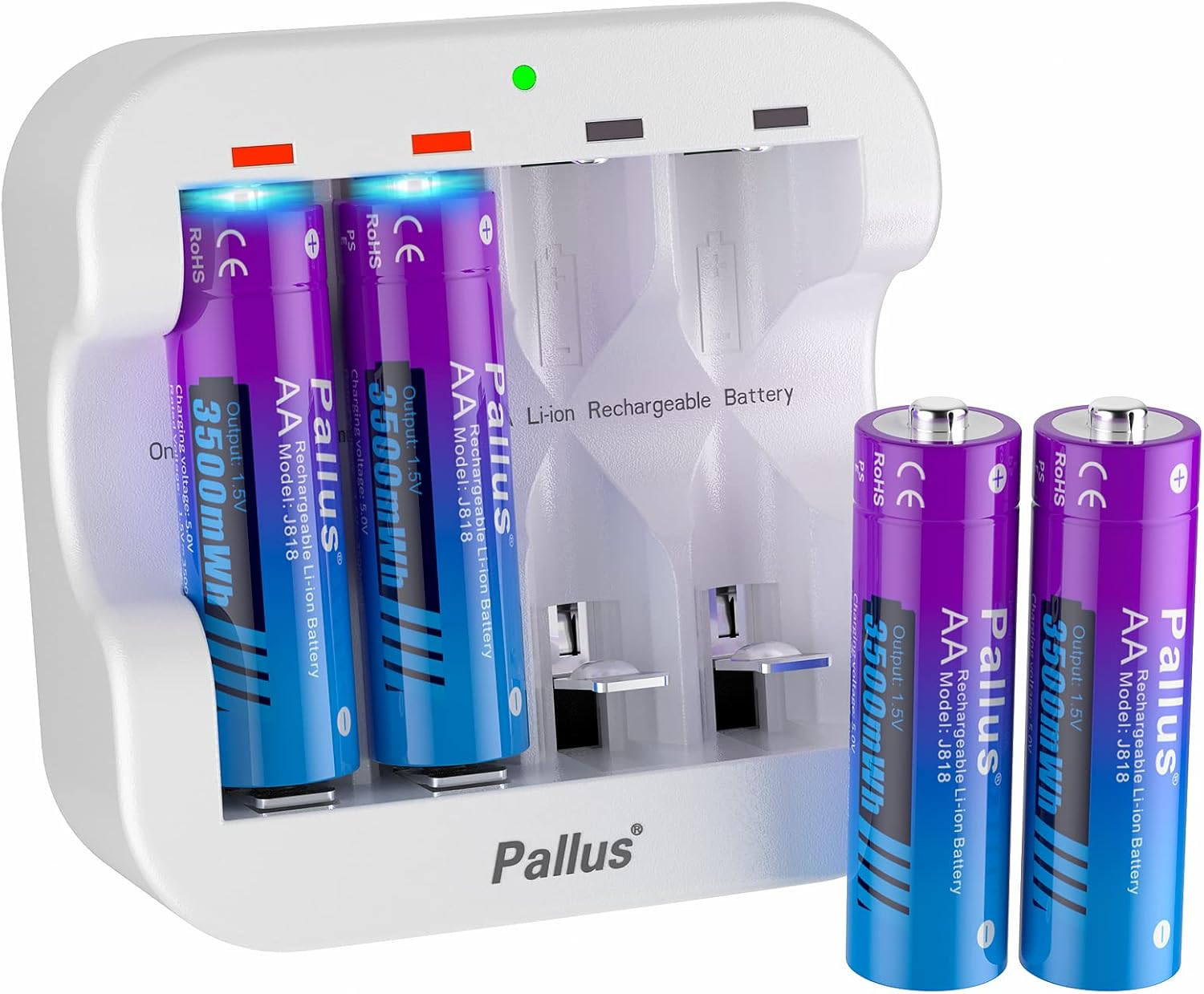 Rechargeable Lithium AA Batteries, 4 Pack 1.5V 3500Mwh AA Rechargeable Batteries-image