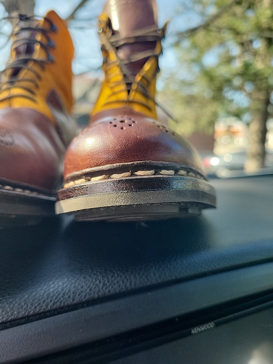 HESCHUNG BOOTS LEATHER BROWN & YELLOW SUADE SIZE 6.5 | eBay HESCHUNG BOOTS LEATHER BROWN & YELLOW SUADE SIZE 6.5 | eBay