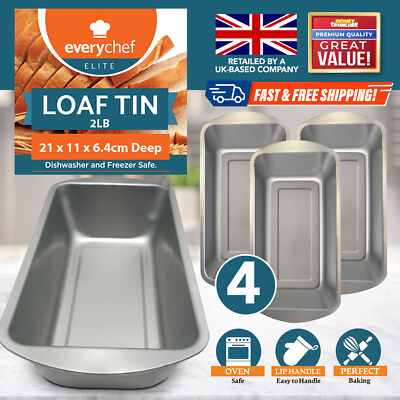 4 Stück 2 Pfund Laibform Set | 21 x 11 x 6,4 CM Brot Backen Kuchenform Ofenblech Backformen