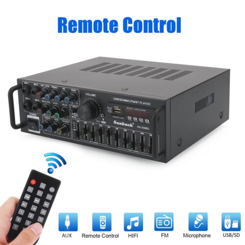 Sunbuck 2000W Stereo HiFi Power Amplifier Bluetooth 5.0 Karaoke FM USB EQ AUX - Picture 4 of 14