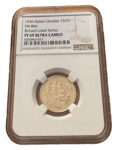 Gibraltar 1936 Dated Gold 1 Sovereign NGC PF69UC Richard Lobel Series Fantasy