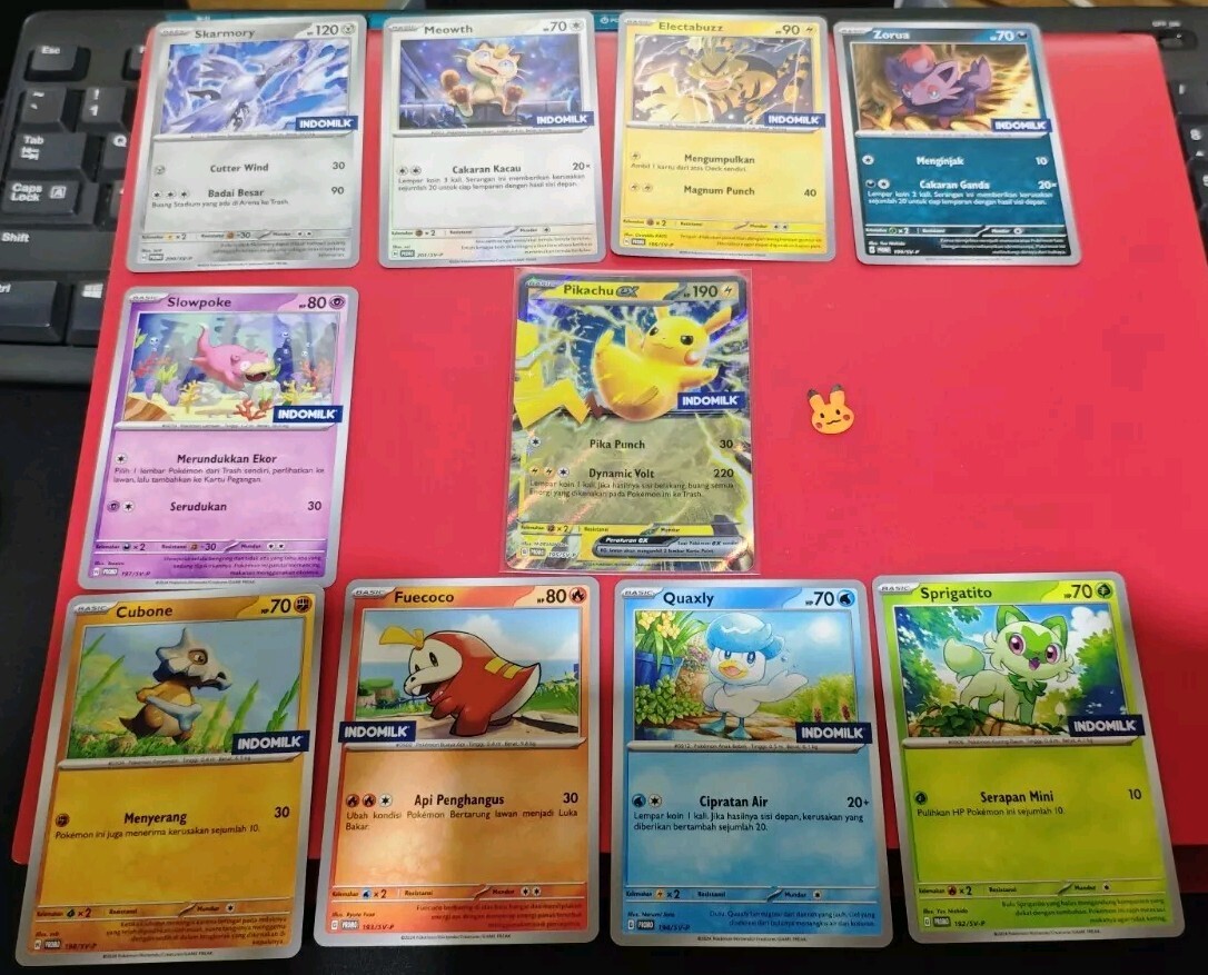 Pokemon Indomilk Promo Pikachu Meowth Complete Set 10 cards