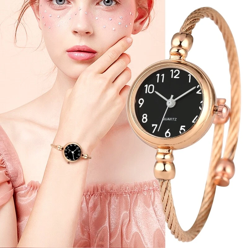Montre Bracelet Unique Femme Petit Cadran Lisse Bracelet Mince Art Cor en Femme