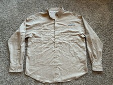 Columbia PFG Shirt size L Button Up Long Sleeve OMNI-SHADE Fishing Khaki X24