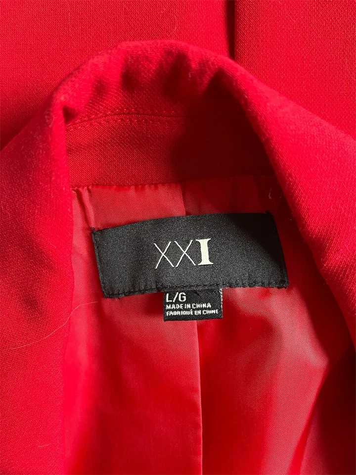 Forever 21 XXI Mujer Rojo Clásico Blazer Corto Informal Oficina Chaqueta Talla L Foto 4 de 4
